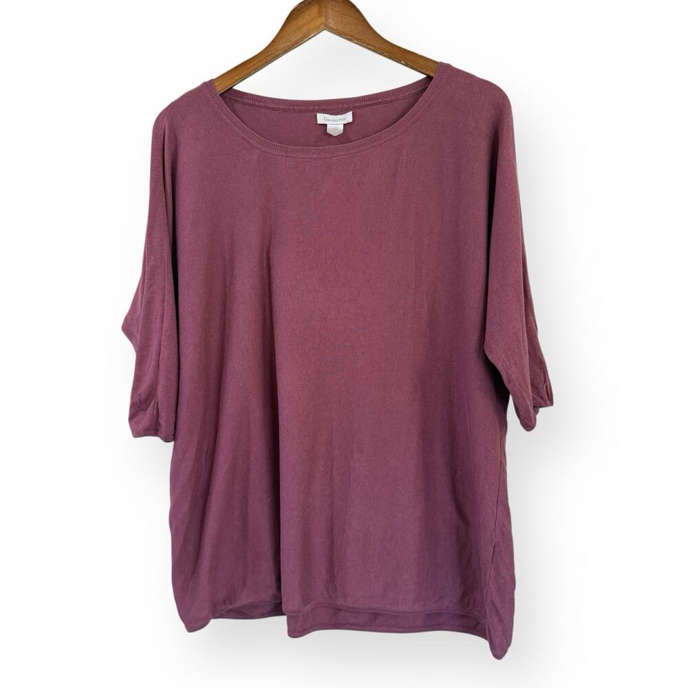 Garnet Hill Tunic Top Womens S Mauve Pink Silk Blend Oversized Dolman Sleeve